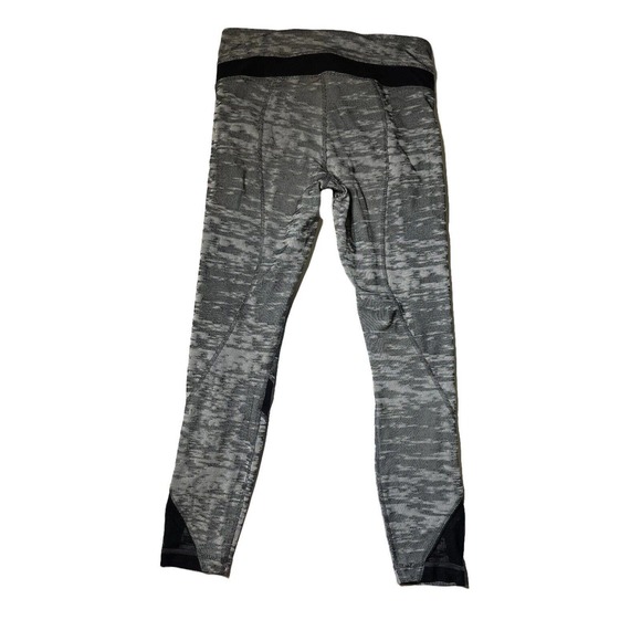 Lululemon Inspire Tight II Crop‎ Mesh in Silver Jacquard Black White Size 6 - Picture 2 of 5